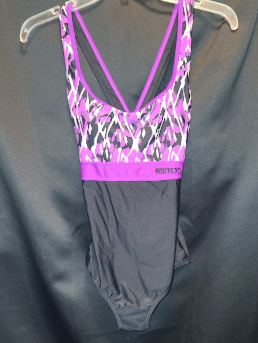Roots Women's Purple & Black One-Piece Swimsuit Size 6
